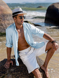 Linen Style Summer Beach 3/4 Sleeve Shirts (Us Only) Shirts & Polos Coofandy&