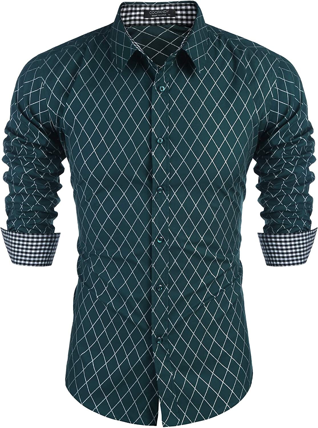 Business Long Sleeve Slim Fit Dress Shirt (US Only) Shirts COOFANDY Store Green S 