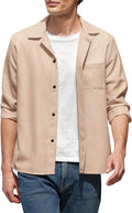 Casual Button Down Long Sleeve Shirt (US Only) Shirts COOFANDY Store Khaki S 