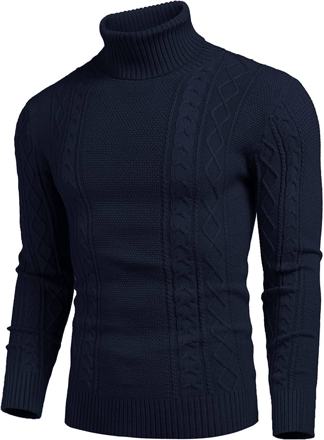Turtleneck Casual Cable Knitted Pullover Sweaters (US Only) Fashion Hoodies & Sweatshirts COOFANDY Store 