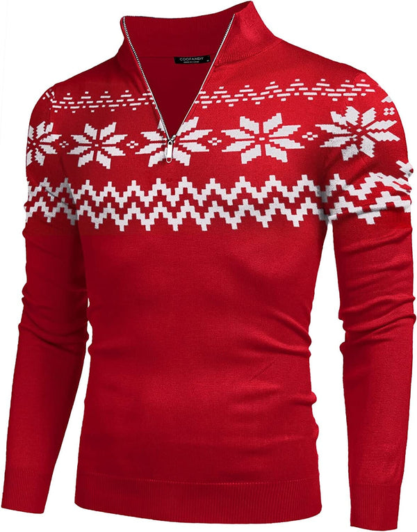Zip Up Slim Fit Lightweight Pullover Polo Sweater (US Only) Fashion Hoodies & Sweatshirts COOFANDY Store Christmas Red S 