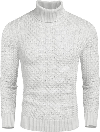 Slim Fit Turtleneck Twisted Sweater (US Only) Sweaters Coofandy's White XS 