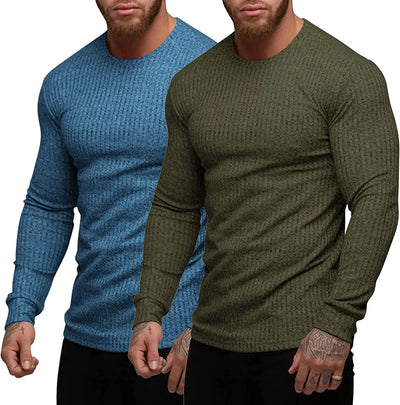 2-Pack Stretch Gym Bodybuilding T-Shirt (US Only) T-Shirt COOFANDY Store Blue/Army Green S 
