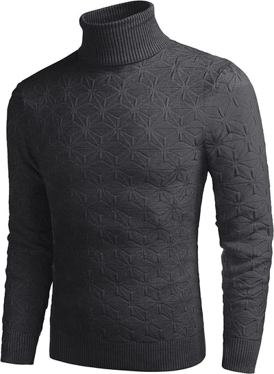 Stylish Slim Fit Turtleneck Pullover Sweater (US Only) Sweaters COOFANDY Store Dark Grey S 