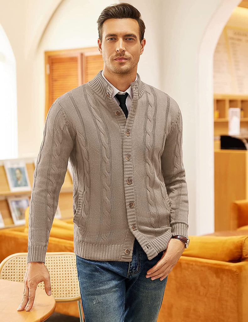 Cardigan Cable Knitted Button Down Sweater