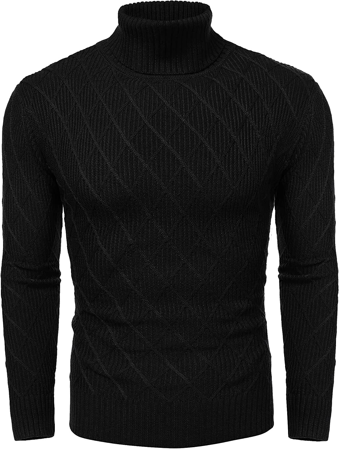 Slim Fit Thick Cotton Pullover Turtleneck Sweaters (US Only) Sweaters COOFANDY Store Black S 