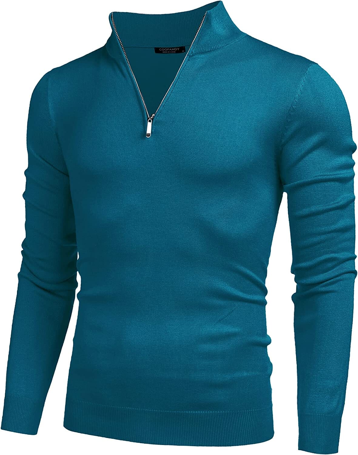 Zip Up Slim Fit Lightweight Pullover Polo Sweater (US Only) Fashion Hoodies & Sweatshirts COOFANDY Store Peacock Blue S 