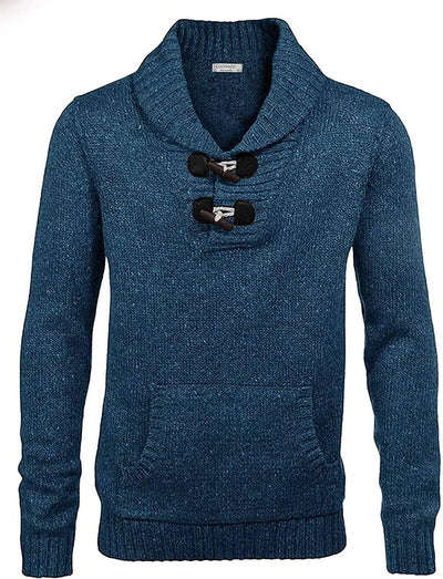 Shawl Collar Pullover Knit Sweaters with Pockets (US Only) Sweaters COOFANDY Store Peacock Blue S 