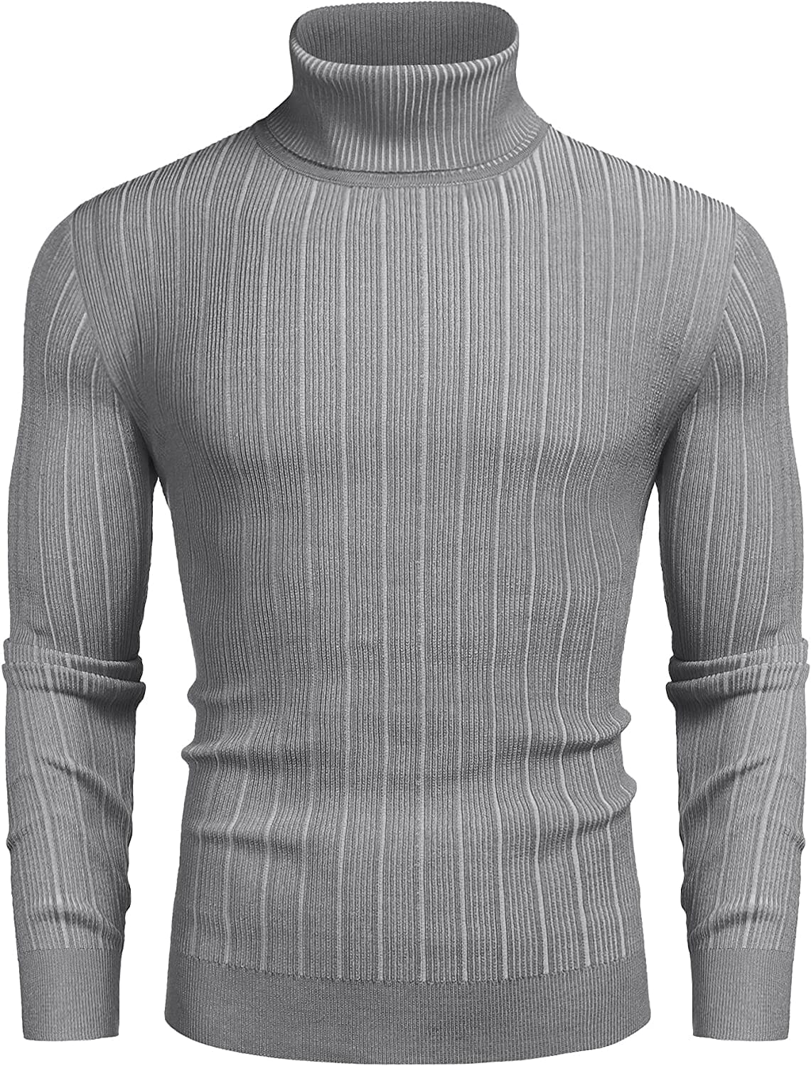 Slim Fit Knitted High Neck Pullover Sweaters (US Only) Sweaters COOFANDY Store Gray S 