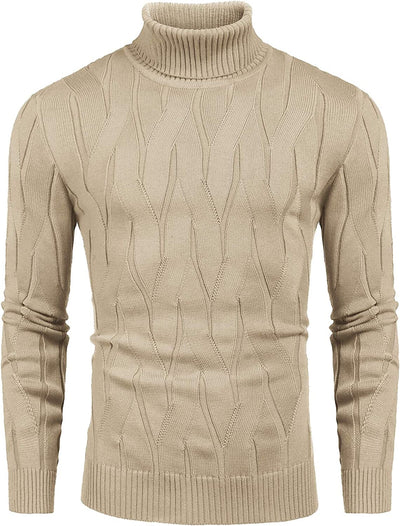 Slim Fit Turtleneck Knitted Pullover Sweaters (US Only) Sweaters Coofandy's Light Khaki S 
