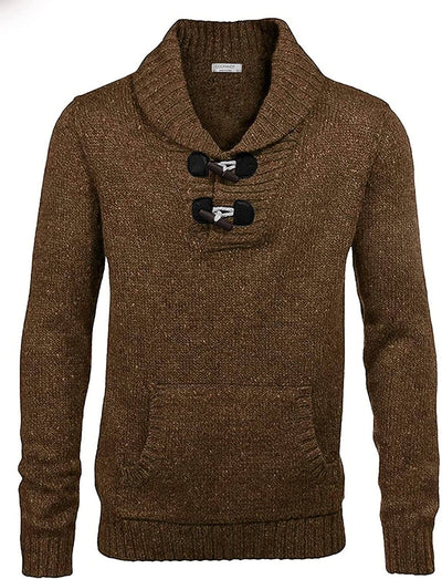 Shawl Collar Pullover Knit Sweaters with Pockets (US Only) Sweaters COOFANDY Store Coffee S 