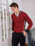 Striped Collar Pullover Sweater (US Only) Sweaters COOFANDY Store 