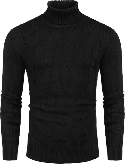 Slim Fit Turtleneck Knitted Pullover Sweaters (US Only) Sweaters Coofandy's Black S 