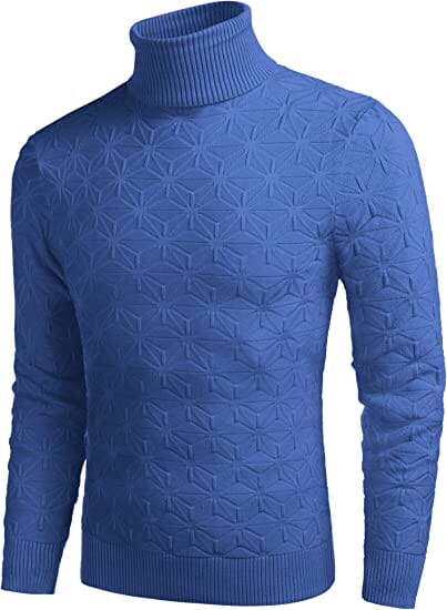Stylish Slim Fit Turtleneck Pullover Sweater (US Only) Sweaters COOFANDY Store Peacock Blue S 