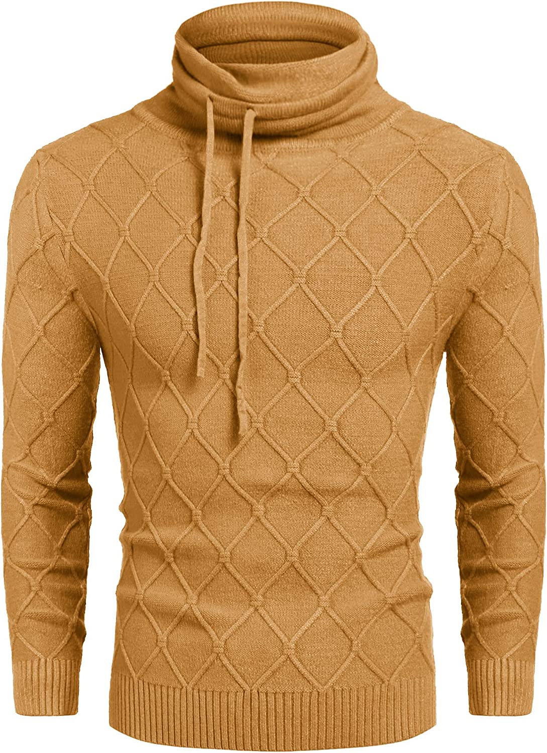 COOFANDY Men's Knitted Turtleneck Sweater Casual Thermal Long Sleeve Pullover Pullovers COOFANDY Store Yellow Small 