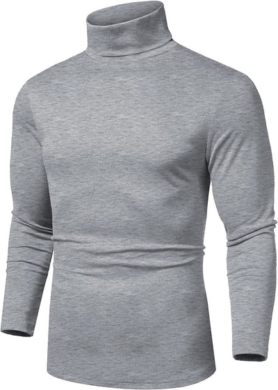 Slim Fit Basic Turtleneck Knitted Pullover Sweaters (US Only) Sweaters COOFANDY Store Grey S 