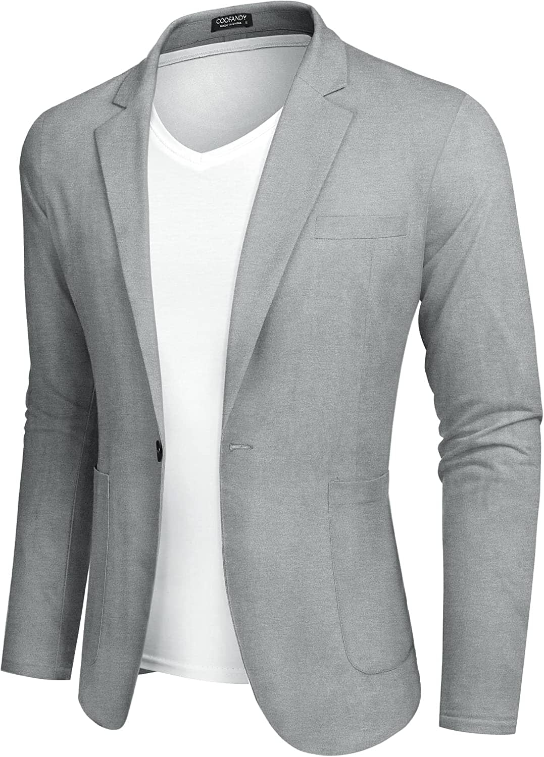 Casual Regular Fit Lightweight Linen Blazer (US Only) Blazer COOFANDY Store Solid Light Grey XS 