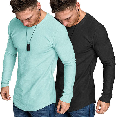2-Pack Muscle Fitted Workout T-Shirt (US Only) T-Shirt COOFANDY Store Black/Mint Green S 