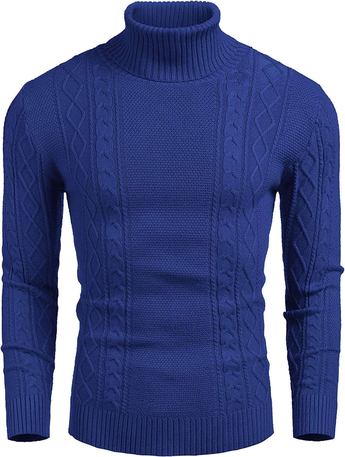 Turtleneck Casual Cable Knitted Pullover Sweaters (US Only) Fashion Hoodies & Sweatshirts COOFANDY Store Royal Blue S 