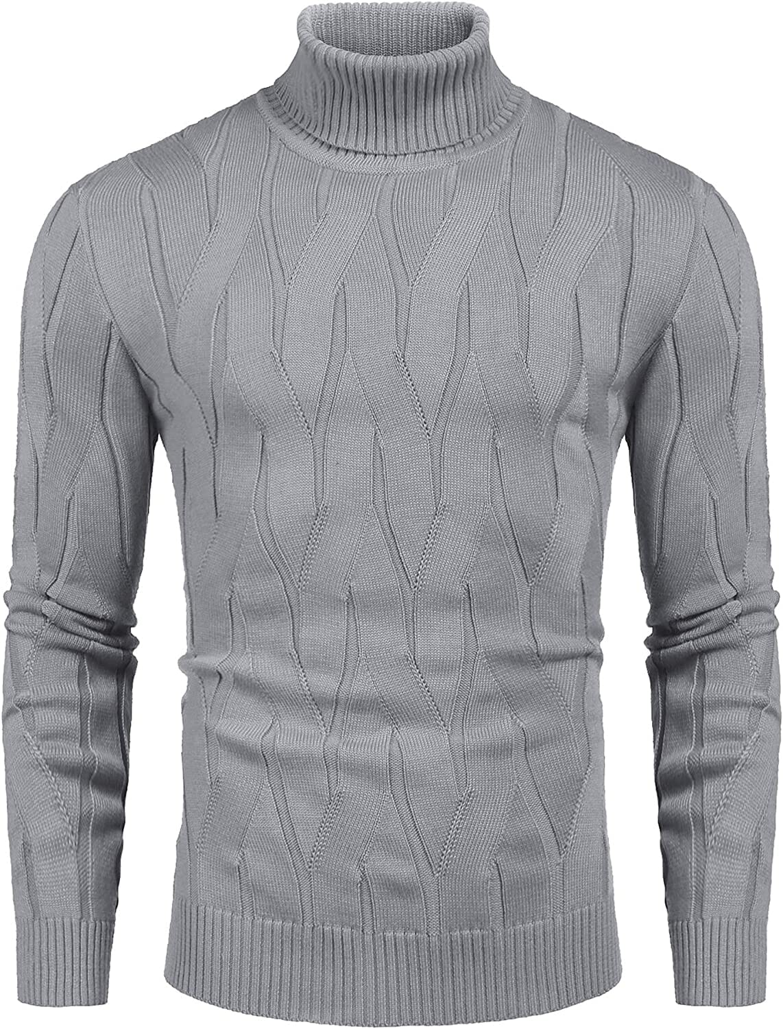 Slim Fit Turtleneck Knitted Pullover Sweaters (US Only) Sweaters Coofandy's Grey S 