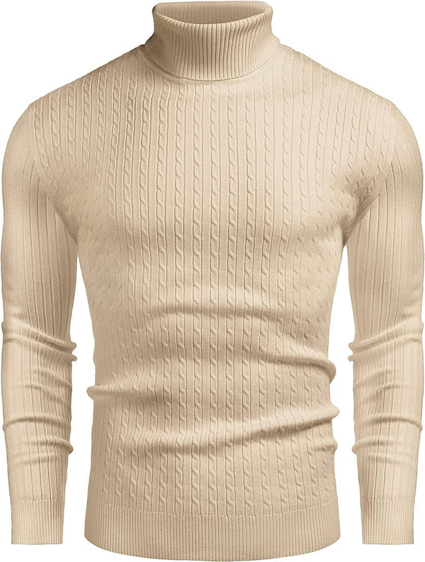 Twist Patterned Pullover Knitted Sweater (US Only) Sweater COOFANDY Store Light Khaki S 