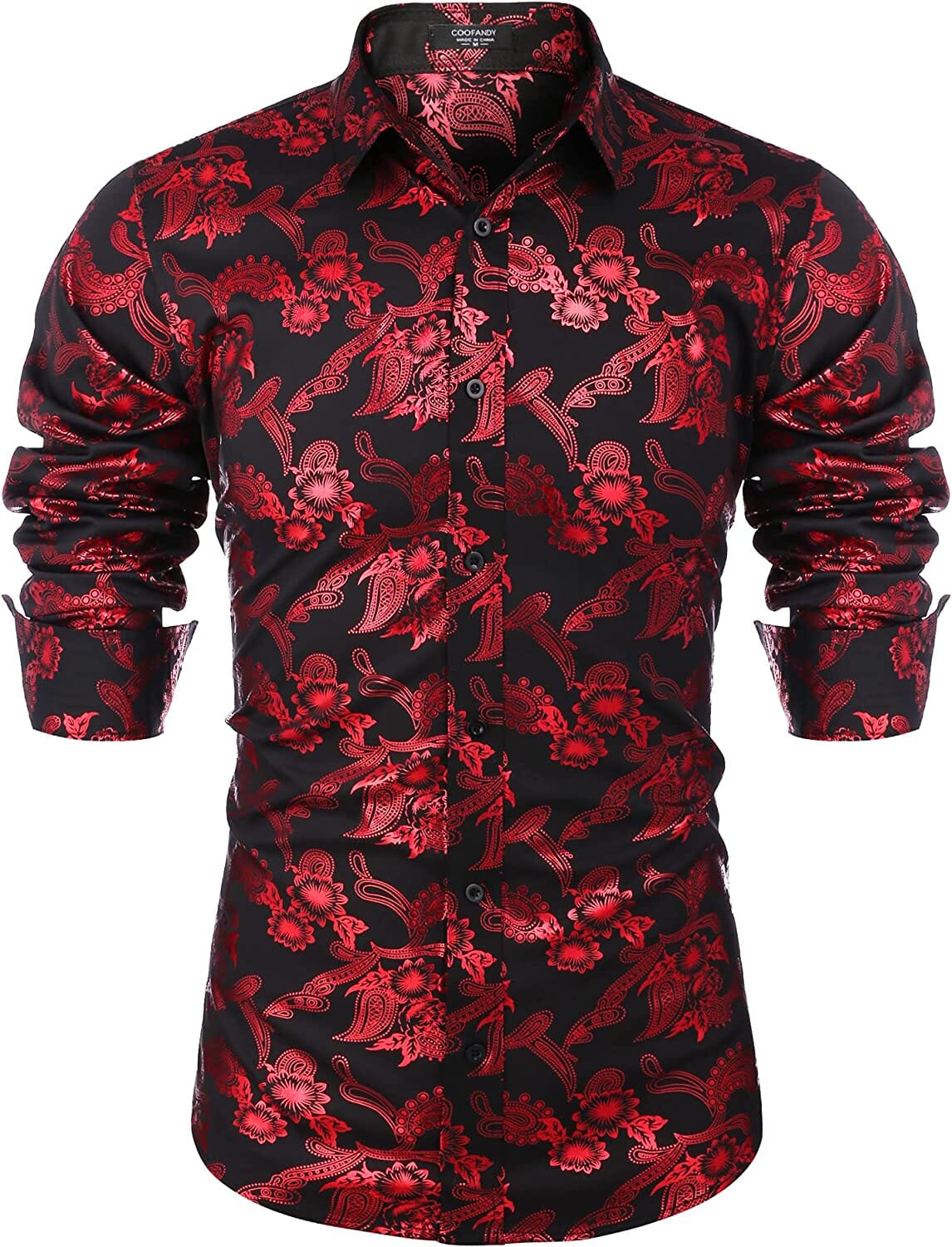 Luxury Design Floral Dress Shirt (US Only) Shirts COOFANDY Store Paisley-red S 