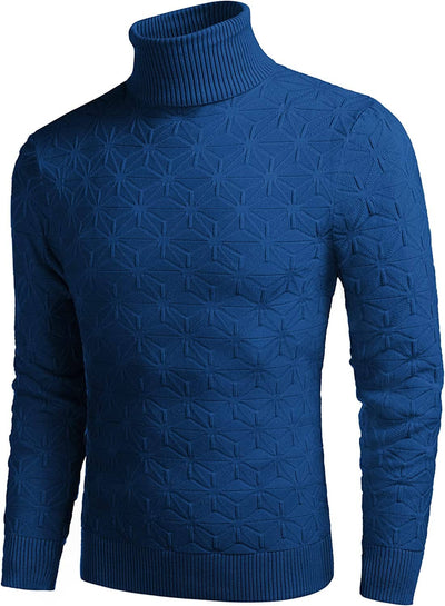 Stylish Slim Fit Turtleneck Pullover Sweater (US Only) Sweaters COOFANDY Store Blue S 