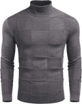 Ribbed Knit Pullover Sweater Turtneck Sweaters (US Only) Sweaters COOFANDY Store Gray M 
