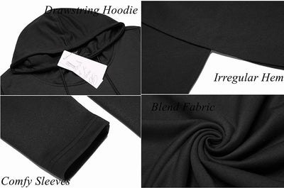 Casual Asymmetrie Hem Pullover Hooded Poncho Sweatshirt (US Only) Hoodies COOFANDY Store 