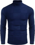 Ribbed Knit Pullover Sweater Turtneck Sweaters (US Only) Sweaters COOFANDY Store Navy Blue M 