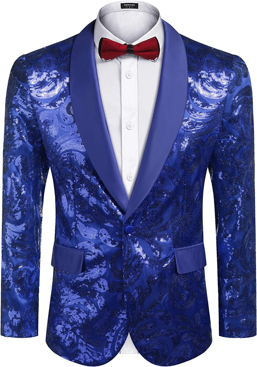 Shiny Sequins Blazer Floral Blazer (US Only) Blazer COOFANDY Store Blue S 