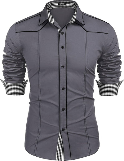 Casual Long Sleeve Shirts (US Only) Shirts Coofandy's Dark Grey S 