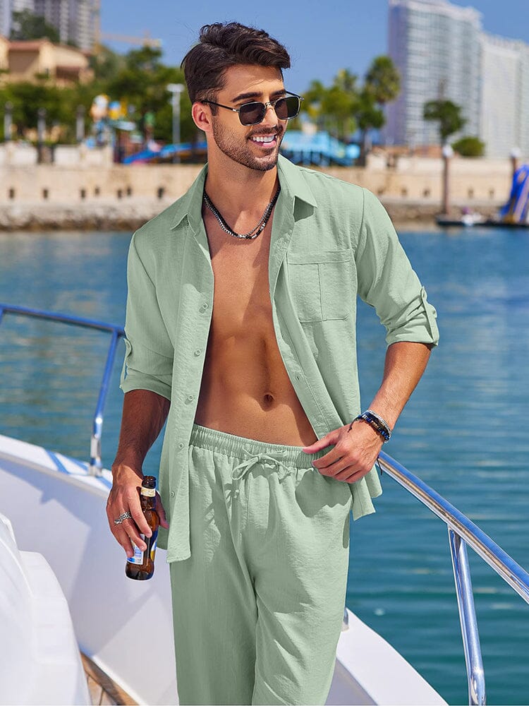 thumbnail image 2 of 2 Piece Sets For Women Summer Linen Outfits Short Sleeve V Neck Button Drawstring Shorts Sets Matching Loungewear Travel Beach Vacation Clothes Todays Order For Delivery From Orders Placed 2 of 13