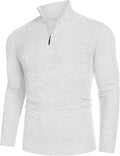 Quarter Zippper Mock Neck Pullover Sweater (US Only) Sweaters COOFANDY Store White S 