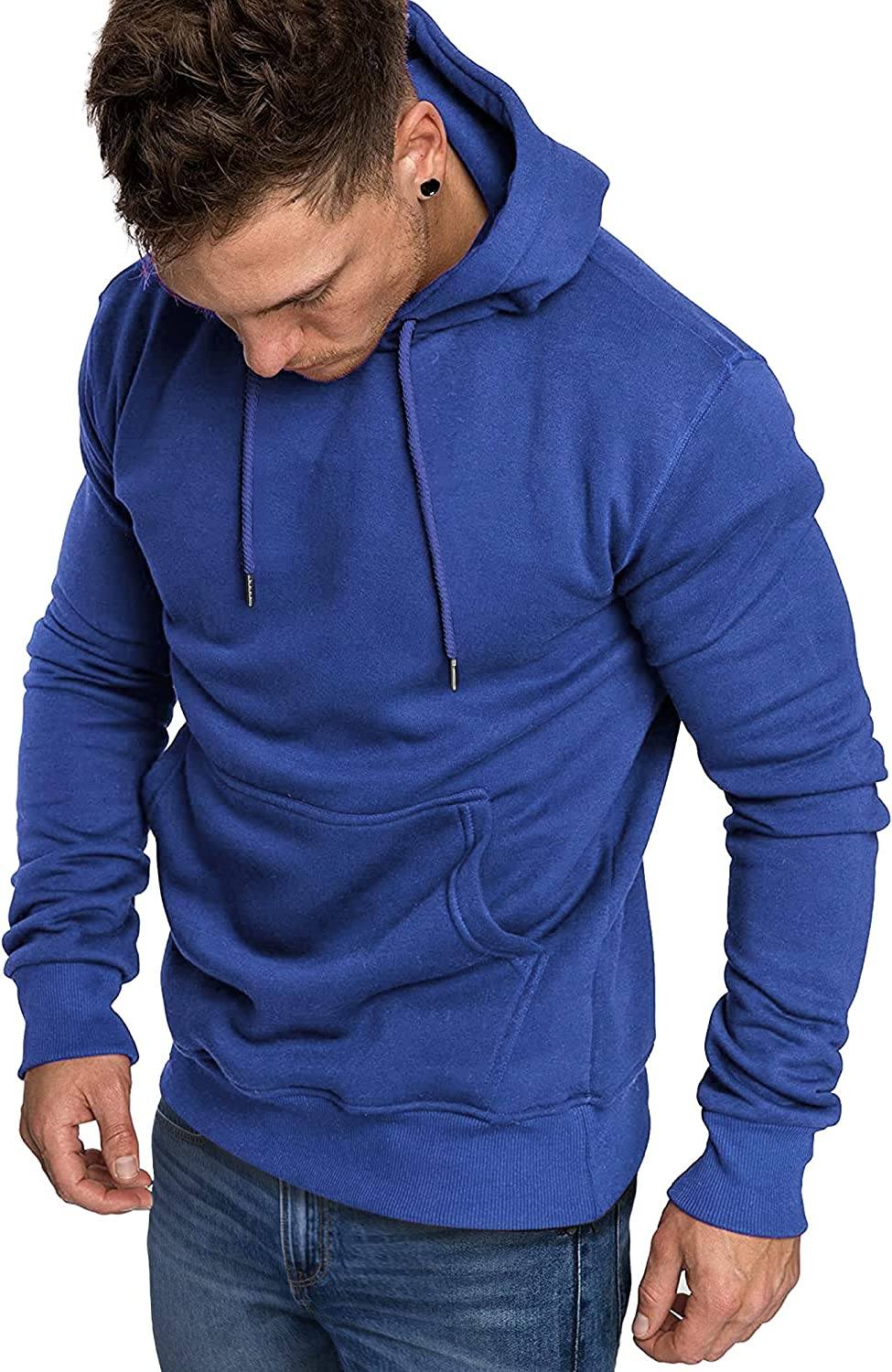 COOFANDY Men's Casual Hoodie Lightweight Long Sleeve Sports Hooded Sweatshirts Hoodies COOFANDY Store Small Royal Blue 