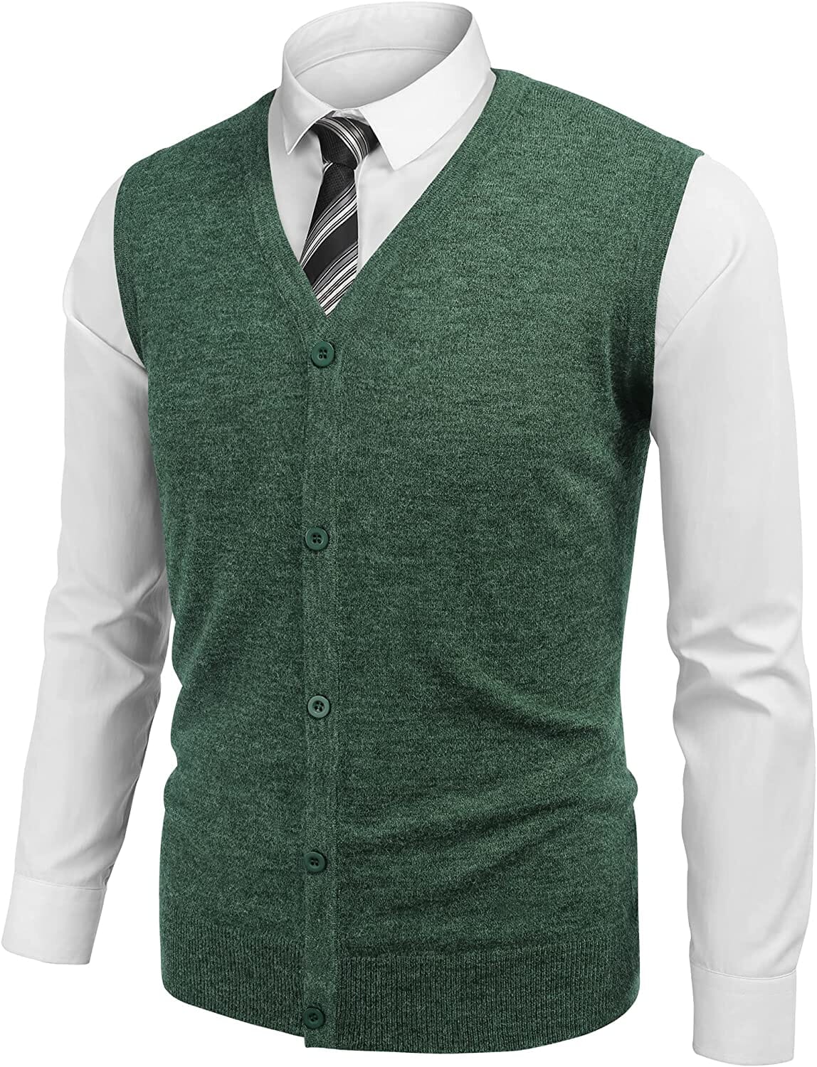 Casual Sleeveless Knitted Button Cardigan Vest (US Only) Vest COOFANDY Store Green S 