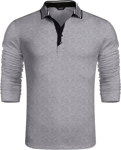 Slim Fit Cotton Polo Shirt (US Only) Shirts & Polos COOFANDY Store 01-grey S 