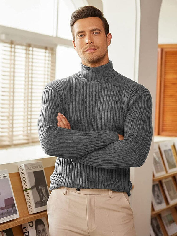 Turtleneck Knitted Classic Ribbed Sweater (Us Only) Sweaters COOFANDY Store 