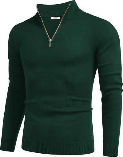 Coofandy Striped Zip Up Mock Neck Pullover Sweaters (US Only) Fashion Hoodies & Sweatshirts Simbama Type Dark Green S 
