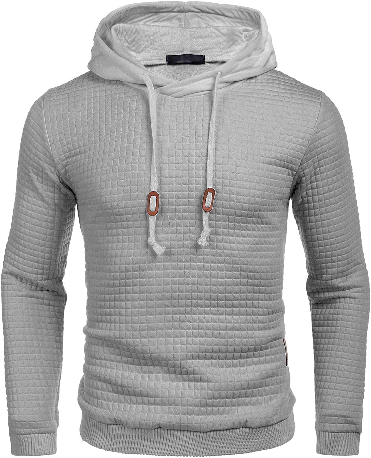 Gym Drawstring Plaid Jacquard Hoodie (US Only) Fashion Hoodies & Sweatshirts COOFANDY Store Grey S 