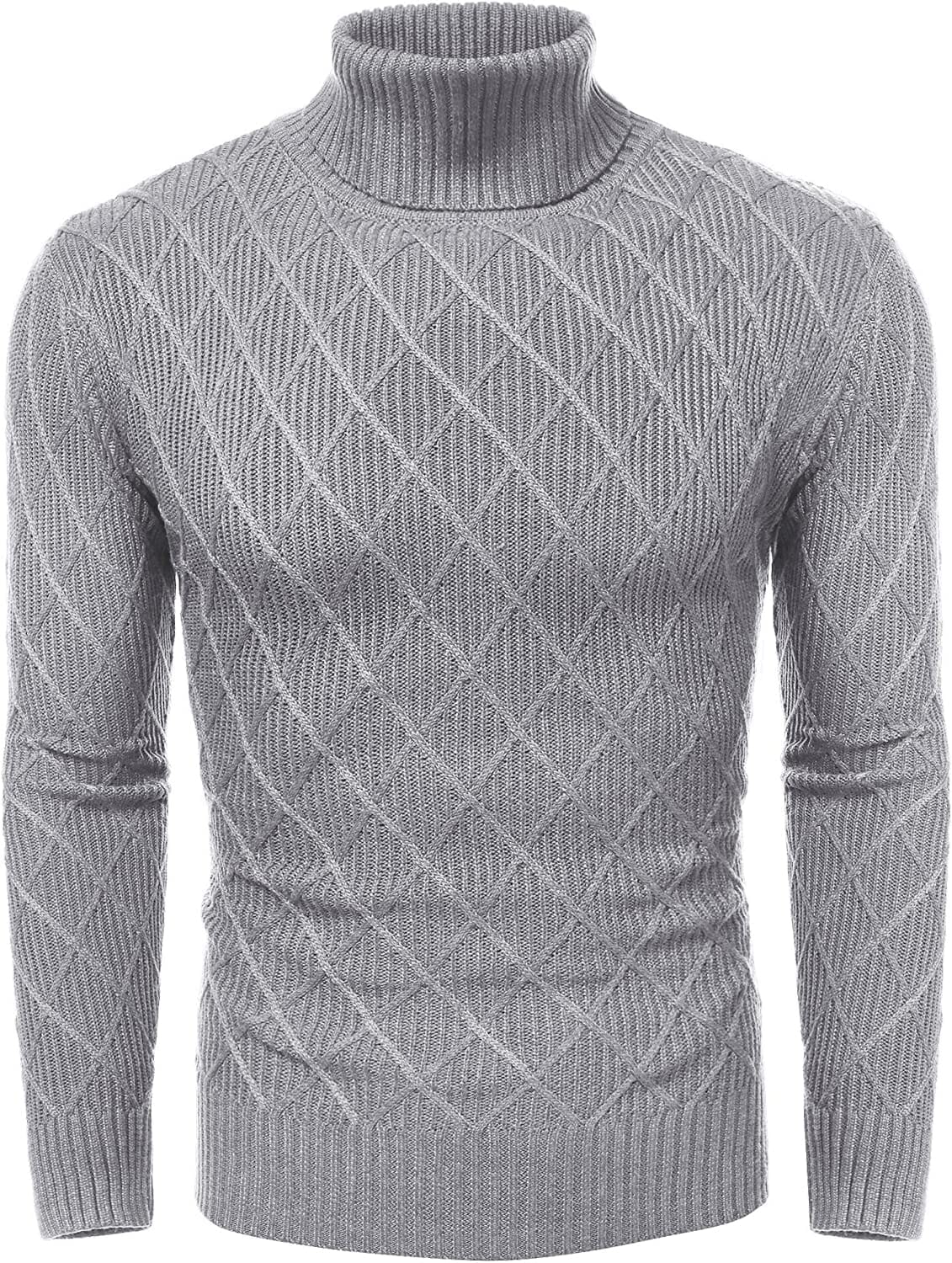 Slim Fit Thick Cotton Pullover Turtleneck Sweaters (US Only) Sweaters COOFANDY Store Grey S 