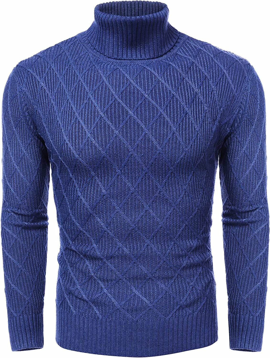 Slim Fit Thick Cotton Pullover Turtleneck Sweaters (US Only) Sweaters COOFANDY Store Blue S 