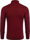 Turtleneck Patterned Knitted Pullover Sweater (US Only) Sweaters COOFANDY Store 