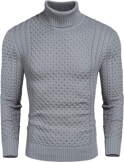 Slim Fit Turtleneck Twisted Sweater (US Only) Sweaters Coofandy's Gray S 