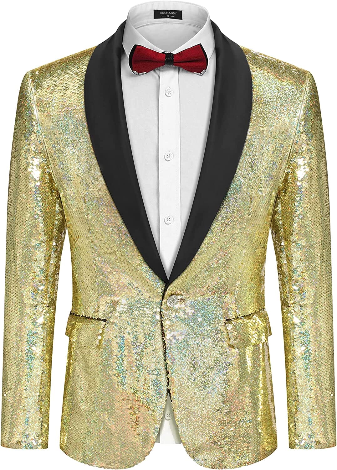 Shiny Sequin Blazer Tuxedo Suit (US Only) Blazer Coofandy Champagne S 