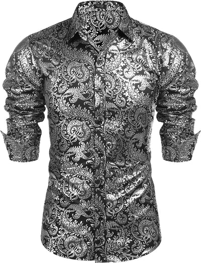Luxury Design Floral Dress Shirt (US Only) Shirts COOFANDY Store Black S 