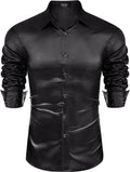 Luxury Shiny Button Down Shirts (US Only) Shirts & Polos Brand: COOFANDY Black S 