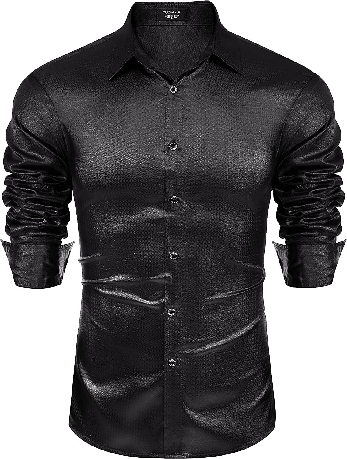 Luxury Shiny Button Down Shirts (US Only) Shirts & Polos Brand: COOFANDY Black S 