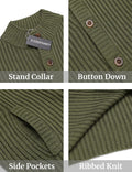 Stand Collar Button Down Sweaters (US Only) Sweaters COOFANDY Store 