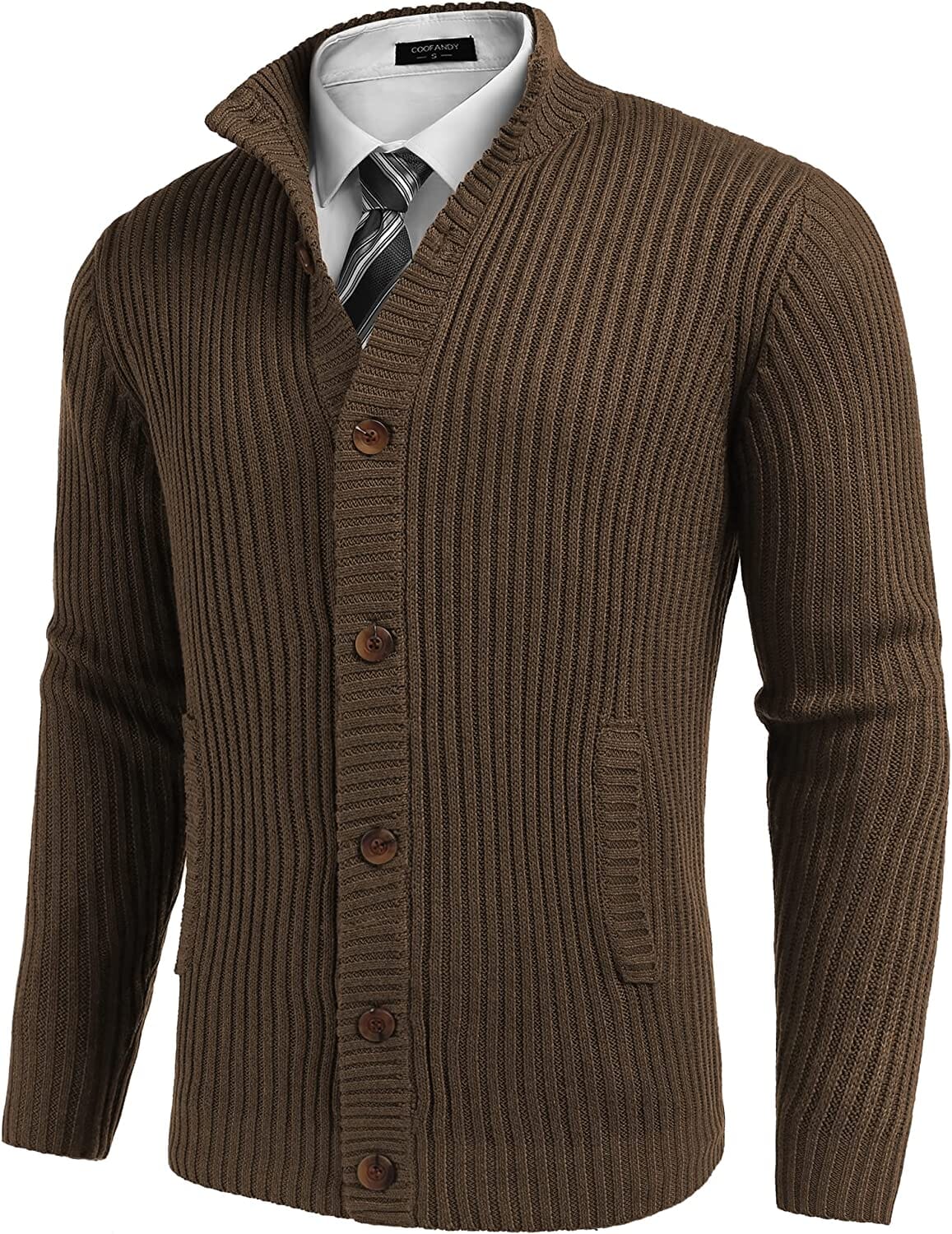 Stand Collar Button Down Sweaters (US Only) Sweaters COOFANDY Store 